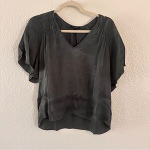 Bobi Black Dusty Jade Blouse Small Dolman Sleeve V-Neck Lightweight Dressy Top
